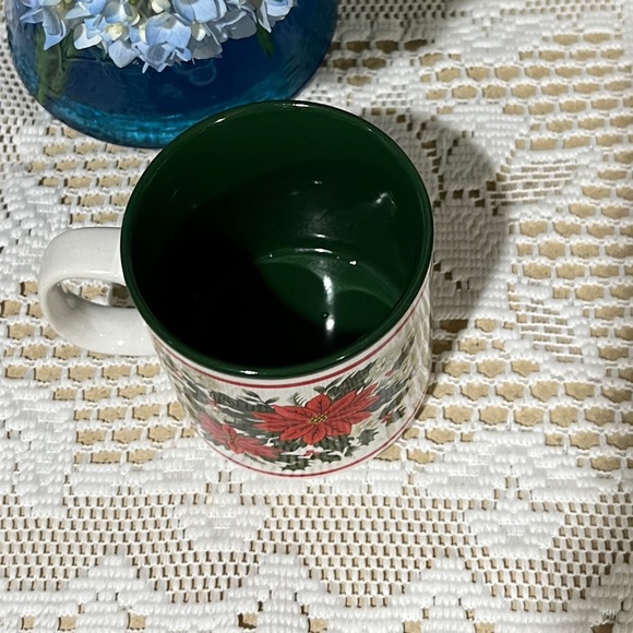 Rare Vintage Lefton China Christmas Poinsettia Ceramic Mug Estate EUC 1988 - Picture 4 of 11